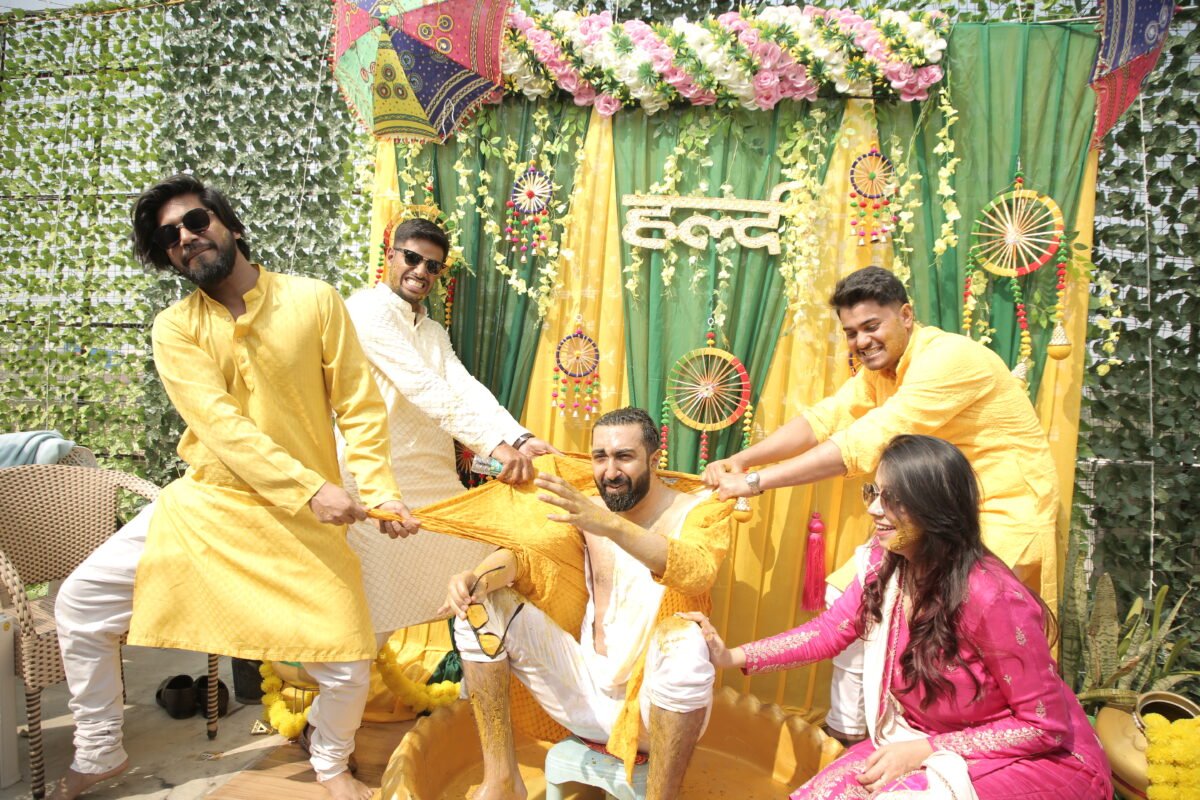 Groom haldi ceremony shoot with family celebration and cinematic wedding moments – Faridabad