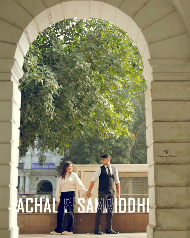 Romantic pre wedding shoot couple in Delhi NCR garden location