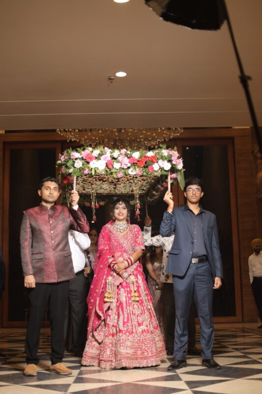 Bride entry with family wedding ceremony moment