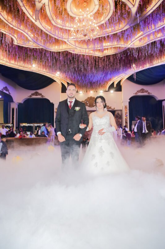 Luxury wedding stage decoration with lights and flowers Delhi NCR