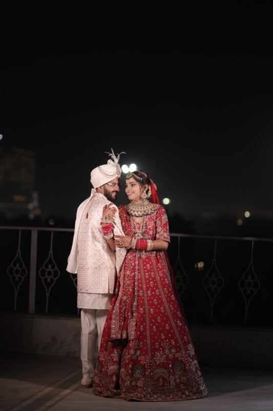 wedding couple portrait night romantic pose Delhi NCR