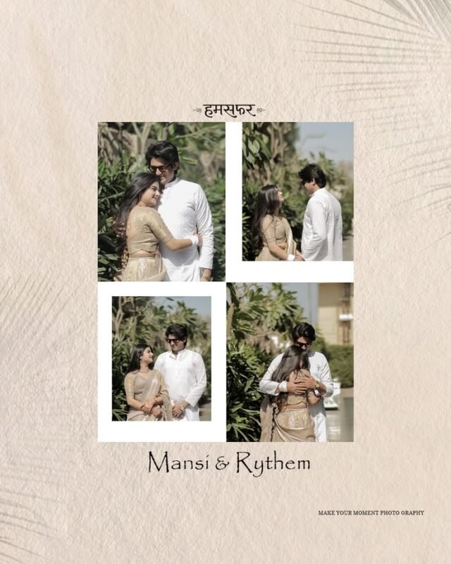 Luxury pre wedding collage photography with romantic couple portraits