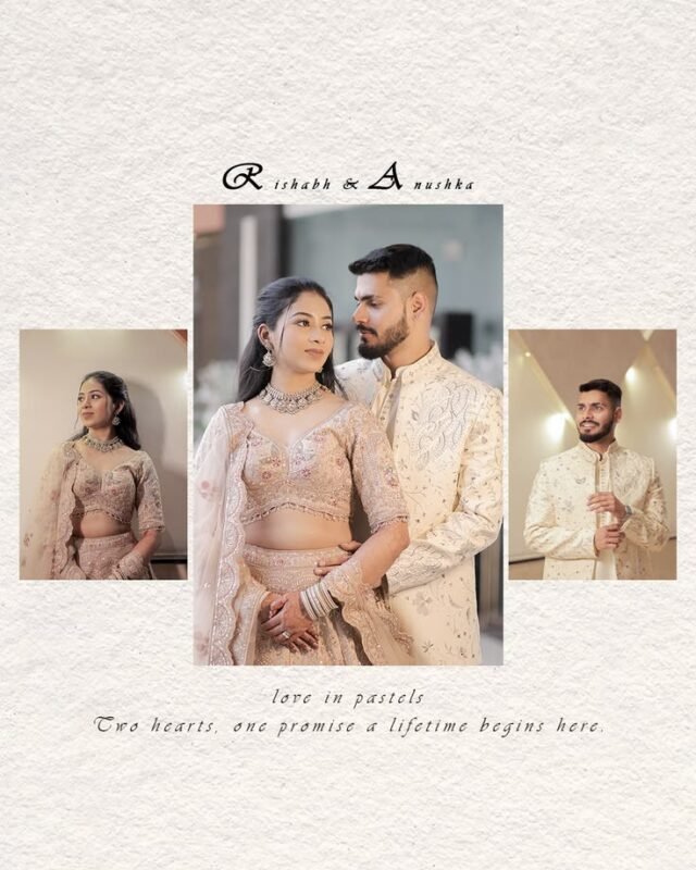 Elegant engagement couple portrait collage with romantic candid moments and cinematic photography