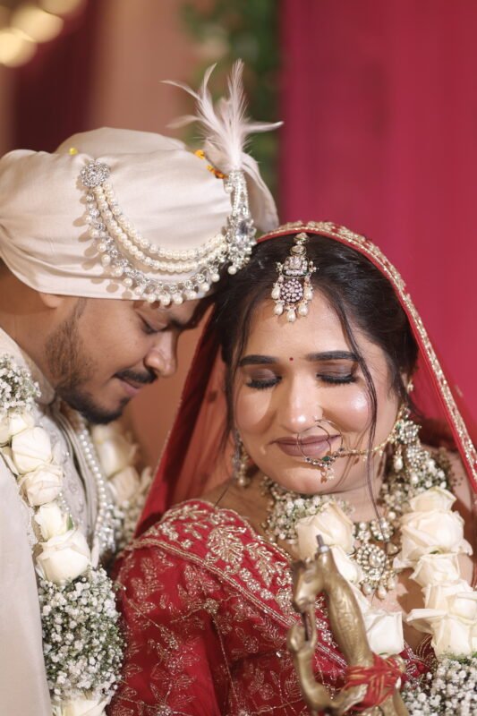 Close-up bride and groom wedding photography