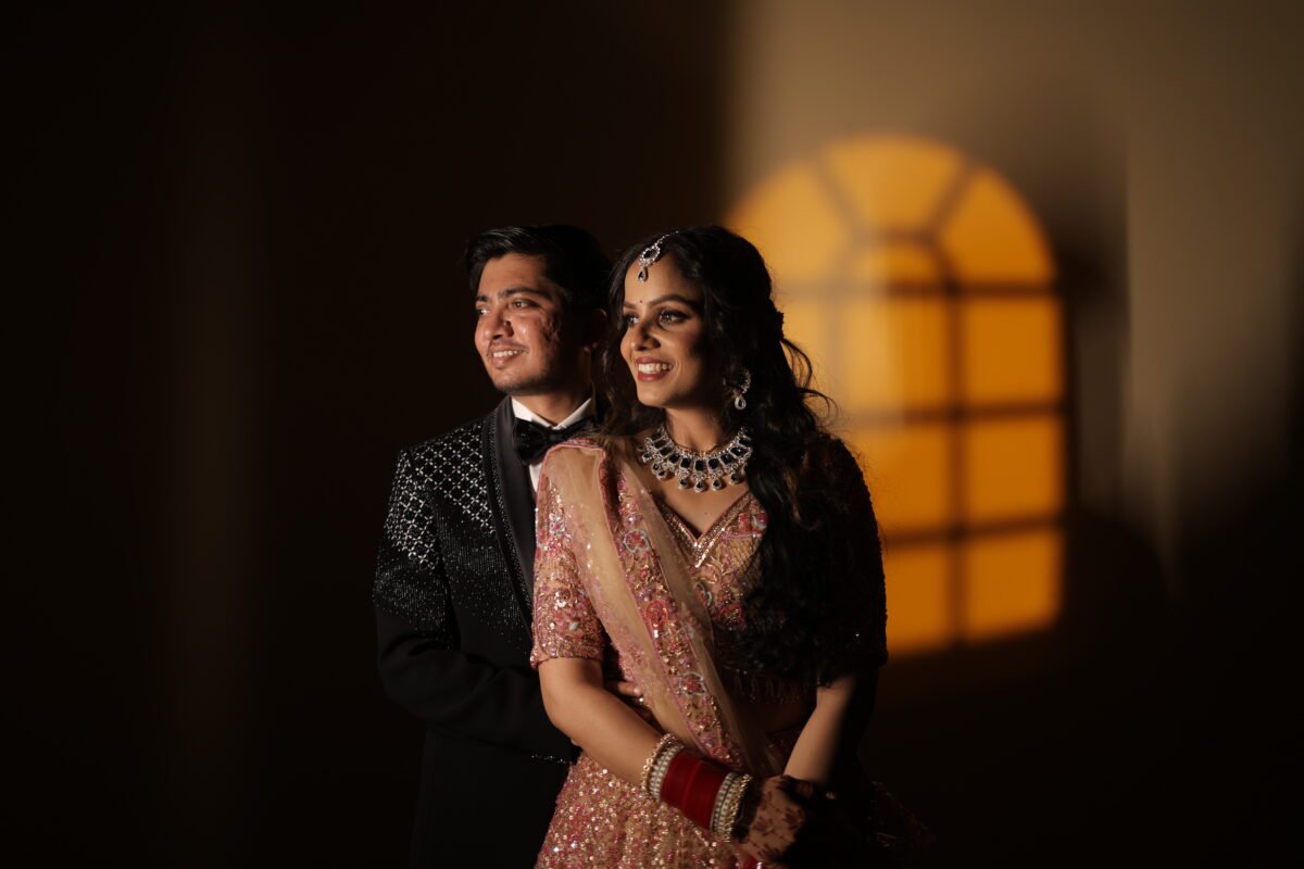 Indian wedding reception couple