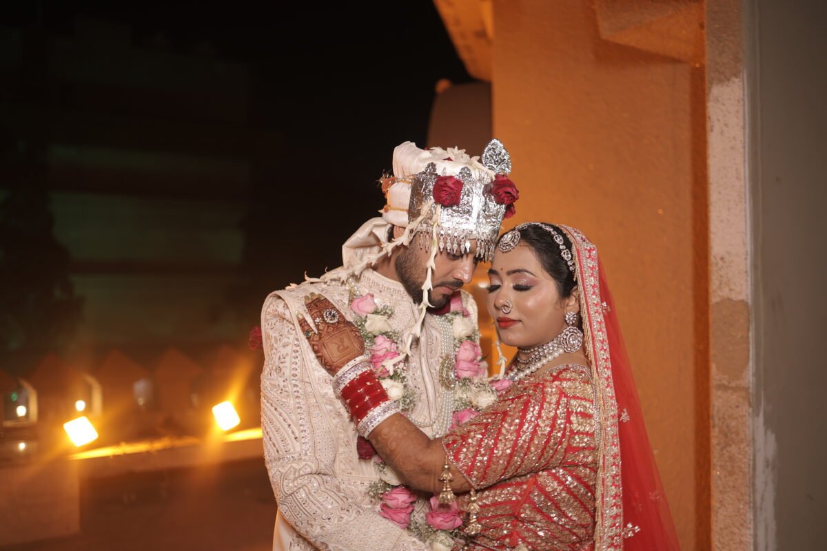 Indian wedding couple photography in traditional attire