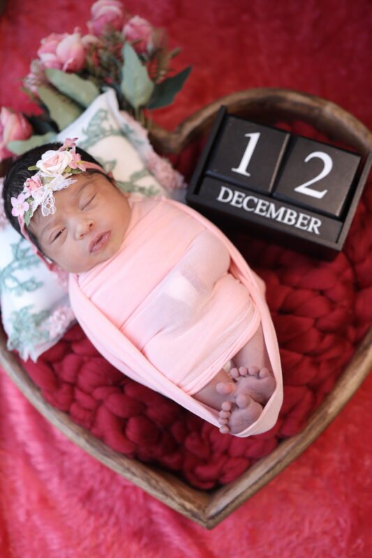 Newborn Baby Portrait with Milestone Board
