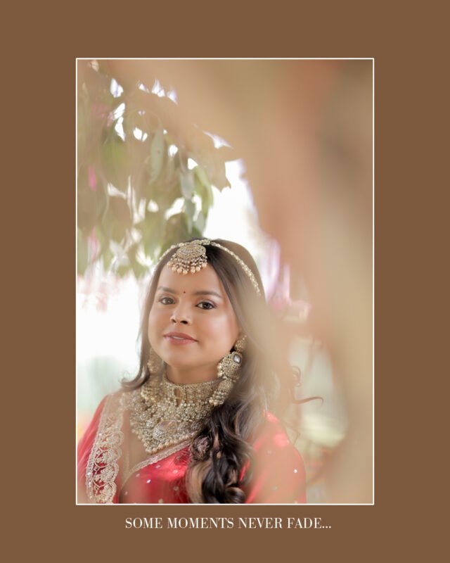 Creative close-up portrait of an Indian bride with artistic lighting.