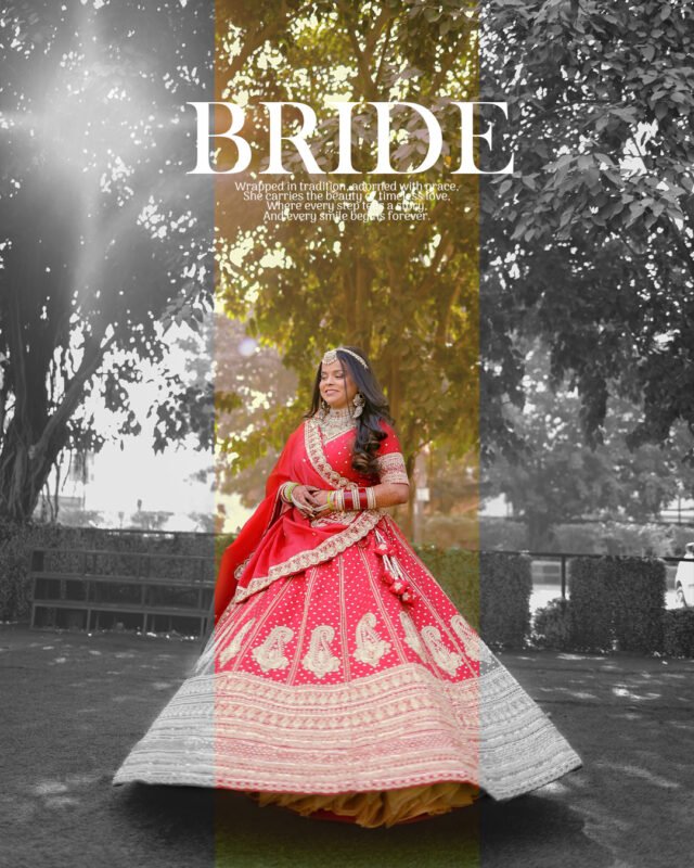 Elegant Indian bride portrait in traditional wedding attire.