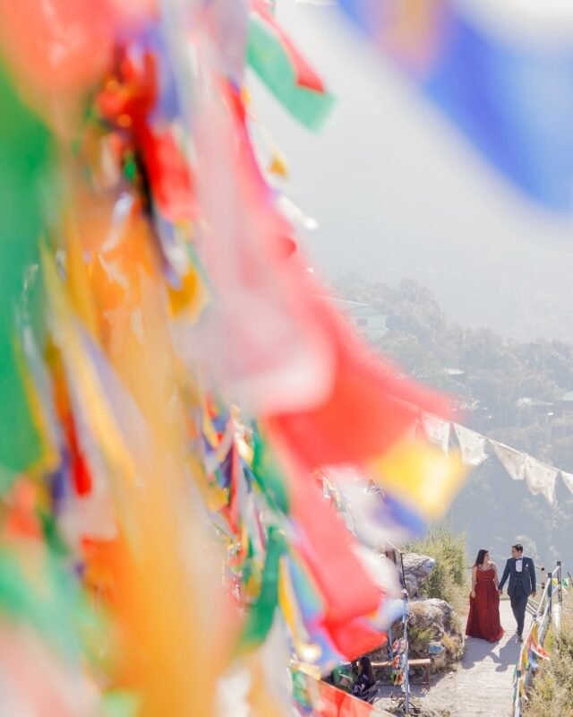 Close-up of colorful prayer flags.