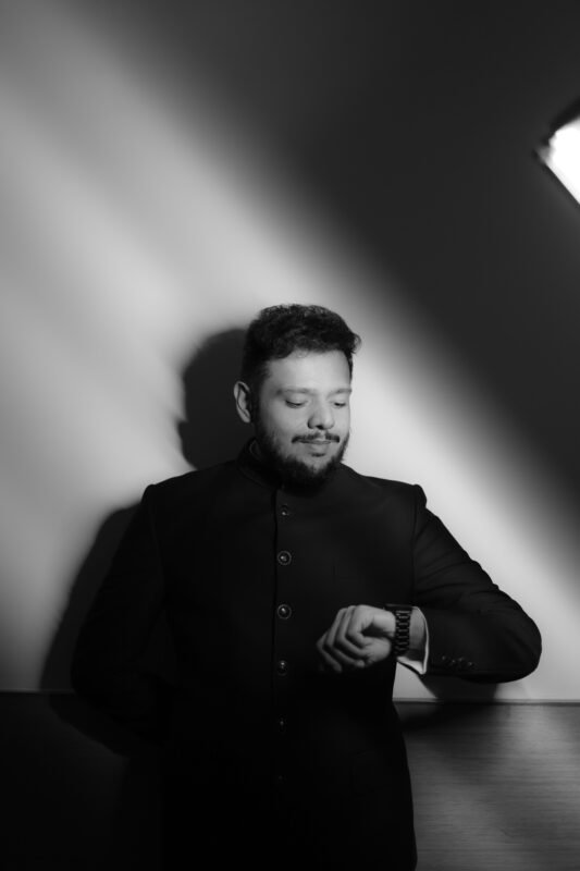 Black and White Groom Portrait