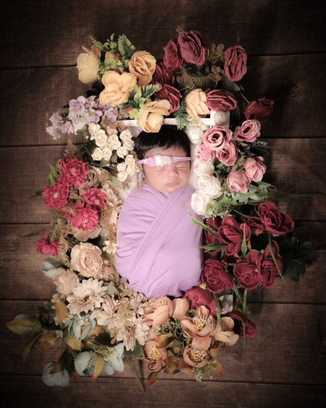 Newborn baby flower portrait