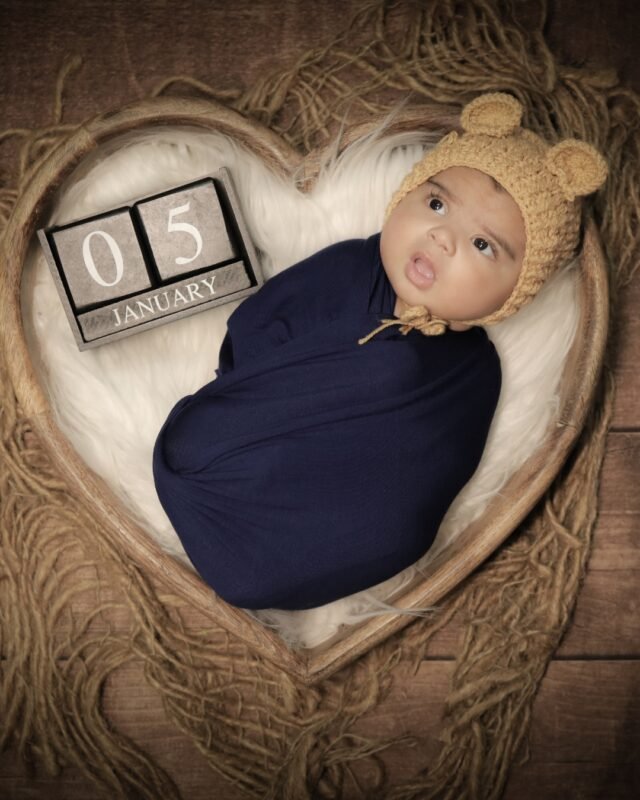 Baby portrait in bear hat