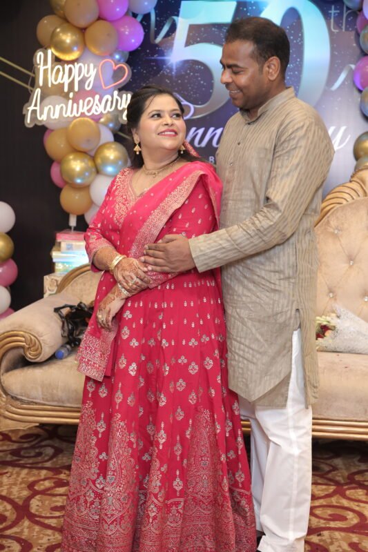 Romantic 25th anniversary couple